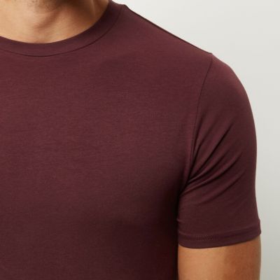 Dark red muscle fit t-shirt